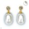 Approx. 8.5 - 9.0 mm, Freshwater Pearl, White Topaz Dot Dangle Pearl Stud Earrings