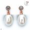 Approx. 8.0 mm, Freshwater Pearl, White Topaz Dot Dangle Pearl Stud Earrings