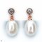 Approx. 8.0 mm, Freshwater Pearl, White Topaz Dot Dangle Pearl Stud Earrings