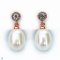 Approx. 8.0 mm, Freshwater Pearl, White Topaz Dot Dangle Pearl Stud Earrings