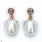 Approx. 8.0 mm, Freshwater Pearl, White Topaz Dot Dangle Pearl Stud Earrings