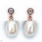 Approx. 8.0 mm, Freshwater Pearl, White Topaz Dot Dangle Pearl Stud Earrings