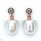 Approx. 8.0 mm, Freshwater Pearl, White Topaz Dot Dangle Pearl Stud Earrings