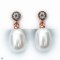 Approx. 8.0 mm, Freshwater Pearl, White Topaz Dot Dangle Pearl Stud Earrings