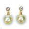 Approx. 10.0 mm, Gold South Sea Pearl, White Topaz Head Dangle Pearl Stud Earrings