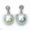 Approx. 11.0 mm, Gold South Sea Pearl, White Topaz Dot Dangle Pearl Stud Earrings