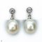 Approx. 11.0 mm, Gold South Sea Pearl, White Topaz Dot Dangle Pearl Stud Earrings