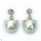 Approx. 11.0 mm, Gold South Sea Pearl, White Topaz Dot Dangle Pearl Stud Earrings