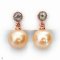 Approx. 10.0 mm, Freshwater Pearl, White Topaz Dot Dangle Pearl Stud Earrings