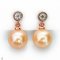 Approx. 10.0 mm, Freshwater Pearl, White Topaz Dot Dangle Pearl Stud Earrings