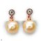 Approx. 10.0 mm, Freshwater Pearl, White Topaz Dot Dangle Pearl Stud Earrings