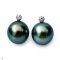 Approx. 9.0 - 10.0 mm, Tahitian Pearl, Diamond Dot Stud Pearl Earrings