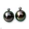 Approx. 9.0 - 10.0 mm, Tahitian Pearl, Diamond Dot Stud Pearl Earrings