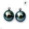 Approx. 9.0 - 10.0 mm, Tahitian Pearl, Diamond Dot Stud Pearl Earrings