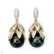 Approx. 14.0 - 15.0 mm, Tahitian Pearl, "Golden Chistmas Tree" Stud Pearl Earrings