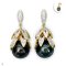 Approx. 14.0 - 15.0 mm, Tahitian Pearl, "Golden Chistmas Tree" Stud Pearl Earrings