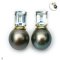 Approx. 14.0 - 15.0 mm, Tahitian Pearl, "Golden Chistmas Tree" Stud Pearl Earrings