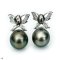 Approx. 5.0 -12.0 mm, Tahitian Pearl, " Wild Butterfly " Pearl Stud Earrings