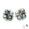 Approx. 3.0 - 4.0 mm, Keshi Tahitian Pearl, Diamond Cluster Pearl Stud Earrings