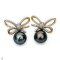 Approx. 12.0 mm, Tahitian Pearl, Vintage Bow Pearl Stud Earrings