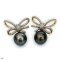 Approx. 12.0 mm, Tahitian Pearl, Vintage Bow Pearl Stud Earrings