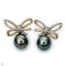 Approx. 12.0 mm, Tahitian Pearl, Vintage Bow Pearl Stud Earrings