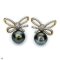 Approx. 12.0 mm, Tahitian Pearl, Vintage Bow Pearl Stud Earrings