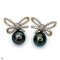 Approx. 12.0 mm, Tahitian Pearl, Vintage Bow Pearl Stud Earrings