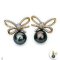 Approx. 12.0 mm, Tahitian Pearl, Vintage Bow Pearl Stud Earrings