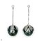 Approx. 11.0 - 12.0 mm, Tahitian Pearl, "Karawak" White Topaz Dot Chain Dangle Pearl Stud Earrings