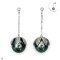 Approx. 11.0 - 12.0 mm, Tahitian Pearl, "Karawak" White Topaz Dot Chain Dangle Pearl Stud Earrings