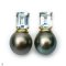 Approx. 12.0 - 13.0 mm, Tahitian Pearl, "Petra Pakasia" Sky Blue Topaz Stud Pearl Earrings