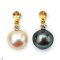 Approx. 12.0 - 13.0 mm, Tahitian Pearl and Gold South Sea Pearl, Drop Citrine and White Topaz Dot Dangle Pearl Stud Earrings