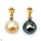 Approx. 12.0 - 13.0 mm, Tahitian Pearl and Gold South Sea Pearl, Drop Citrine and White Topaz Dot Dangle Pearl Stud Earrings