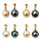 Approx. 12.0 - 13.0 mm, Tahitian Pearl and Gold South Sea Pearl, Drop Citrine and White Topaz Dot Dangle Pearl Stud Earrings