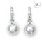 12.55 mm and 12.67 mm, White South Sea Pearl, Laboratory Grown Diamond Latch Back Jacket Pearl Earrings