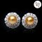 8.18 mm and 8.18 mm, Gold South Sea Pearl, Pearl Stud Double Jacket Earrings