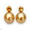 Approx. 9.0 - 10.0 mm, Gold South Sea Pearl, Citrine Dot Pearl Stud Earrings