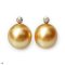 Approx. 9.0 - 10.0 mm, Gold South Sea Pearl, Naturl Diamond Dot Stud Pearl Earrings