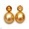 Approx. 12.0 mm, Gold South Sea Pearl, Solitaire Pearl Citrine Dot Stud Earrings