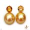 Approx. 12.0 mm, Gold South Sea Pearl, Solitaire Pearl Citrine Dot Stud Earrings