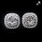 18K Gold, Laboratory Grown Diamond, Diamond Stud Earrings with Cushion Halo Diamond Hinge Jacket