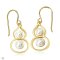 Approx. 5.0 mm and 6.0 mm, Akoya Pearl, "Golden Gourd" Dangle Twin Pearl Fish Hooks Earrings