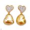 Approx. 14.0 - 15.0 mm, Heart Shaped Pearl, Gold South Sea Pearl, "Luminous Love" Heart Dangle Pearl Earrings