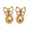 Approx. 10.0 mm, Gold South Sea Pearl, "Gold Butterfly" Dangle Pearl Stud Earrings