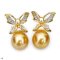 Approx. 3.0 - 10.0 mm, Gold South Sea Pearl, "Gold Butterfly" Stud Pearl Earrings