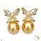 Approx. 3.0 - 10.0 mm, Gold South Sea Pearl, "Gold Butterfly" Stud Pearl Earrings