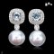 Approx. 12.0 - 13.0 mm, White South Sea Pearl, London Blue Topaz Cocktail Stud Earrings with Pearl Jacket