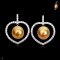 Approx. 12.0 mm, Gold South Sea Pearl, "Luminous Love" Collection Dangle Pearl Fish Hooks Heart Earrings