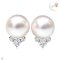 Approx. 10.0 - 11.0 mm, White South Sea Pearl, Lab Grown Diamond Crown Stud Pearl Earrings